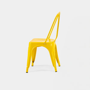 English Elm Set Of 4 High Gloss Yellow Metal Dining Chairs – Stackable, Lightweight, Indoor/Outdoor, Easy-Clean B347P383130-GIGA