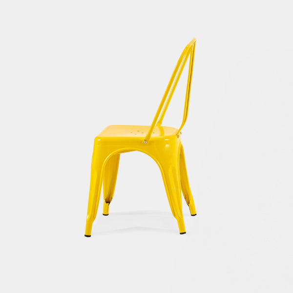 English Elm Set Of 4 High Gloss Yellow Metal Dining Chairs – Stackable, Lightweight, Indoor/Outdoor, Easy-Clean B347P383130-GIGA