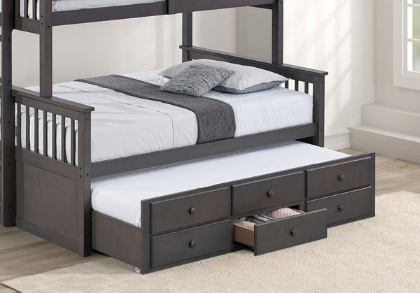 English Elm Transitional Twin Over Full Bunk Bed With Storage Drawers, Stylish Grey Finish & Safety Ladder B2741S00297-GIGA