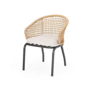 English Elm Christopher Knight Home® - ARIAS Light Brown PE Rattan Club Chair Set of 2 – Boho Curved Back, Water‑Resistant Cushions, Iron Frame 65763.00PELBRN