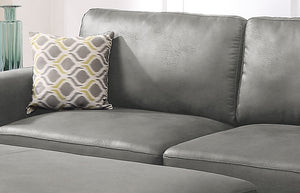 English Elm Left Facing Sofa Antique Grey Breathable Leatherette Sectional with Wide Chaise, Metal Legs, Modern Comfort pillows included B011S01065
