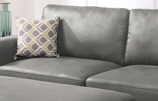 English Elm Left Facing Sofa Antique Grey Breathable Leatherette Sectional with Wide Chaise, Metal Legs, Modern Comfort pillows included B011S01065