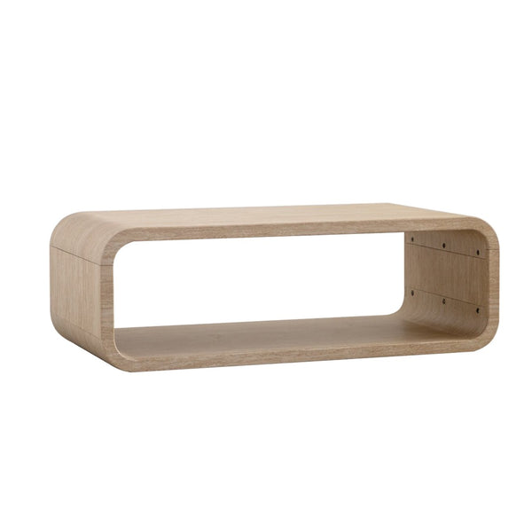 English Elm Modern Racetrack Oval Coffee Table Light Wood Veneer Open Shelf Airy Living Room W3081P352091