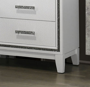 English Elm Contemporary Chic Chest with Gold Accents, Acrylic Trim, Metal Bracket Legs and Dust‑Proof Drawers White 21 L x 35 W x 49 H B2741P372211