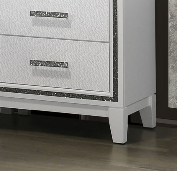 English Elm Contemporary Chic Chest with Gold Accents, Acrylic Trim, Metal Bracket Legs and Dust‑Proof Drawers White 21 L x 35 W x 49 H B2741P372211