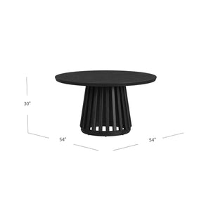 Basset Mirror Mateo Round Dining Table - Contemporary Glass Top With Tapered Base, Seats 4, Adjustable Levelers Black Wood 8340-700b-t