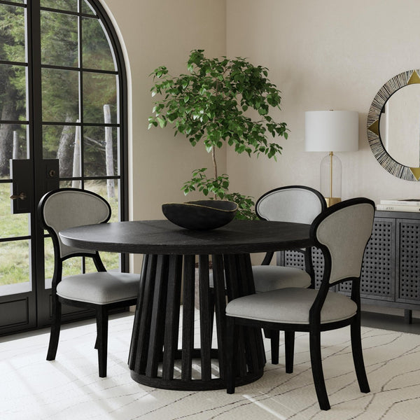 Basset Mirror Mateo Dining Chair Set Of 2 - Stylish Transitional Design With Curved Back & Comfortable Cushion Black Wood,Upholstery 8340-dr-800-2