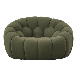 VIG Furniture Yolonda Plush Curved Green Teddy Chair With Hexagonal Tufting, Solid Wood Frame, 440 Lb Capacity VGEV2126C-CHR-C-13