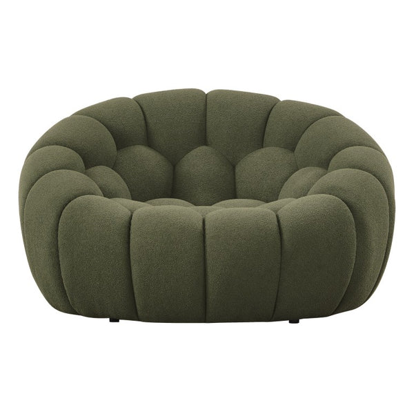 VIG Furniture Yolonda Plush Curved Green Teddy Chair With Hexagonal Tufting, Solid Wood Frame, 440 Lb Capacity VGEV2126C-CHR-C-13