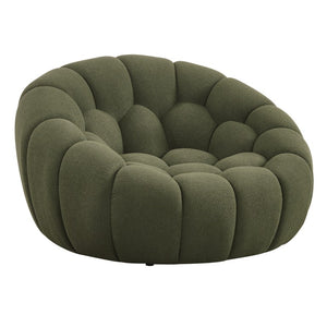 VIG Furniture Yolonda Plush Curved Green Teddy Chair With Hexagonal Tufting, Solid Wood Frame, 440 Lb Capacity VGEV2126C-CHR-C-13