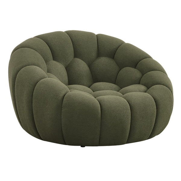 VIG Furniture Yolonda Plush Curved Green Teddy Chair With Hexagonal Tufting, Solid Wood Frame, 440 Lb Capacity VGEV2126C-CHR-C-13