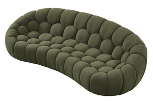 VIG Furniture Yolonda Curved Green Teddy Sofa With Hexagonal Tufting, Solid Wood Frame, Plush 3-Seater Comfort VGEV2126C-SOFA-C-13