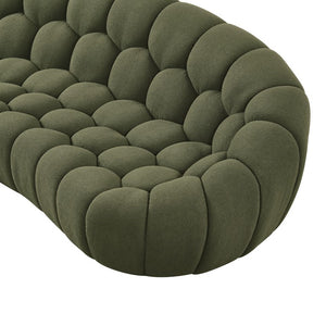 VIG Furniture Yolonda Curved Green Teddy Sofa With Hexagonal Tufting, Solid Wood Frame, Plush 3-Seater Comfort VGEV2126C-SOFA-C-13