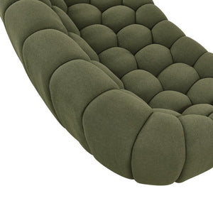 VIG Furniture Yolonda Curved Green Teddy Sofa With Hexagonal Tufting, Solid Wood Frame, Plush 3-Seater Comfort VGEV2126C-SOFA-C-13