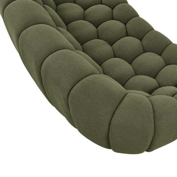 VIG Furniture Yolonda Curved Green Teddy Sofa With Hexagonal Tufting, Solid Wood Frame, Plush 3-Seater Comfort VGEV2126C-SOFA-C-13