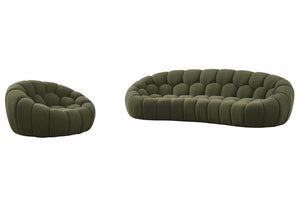 VIG Furniture Yolonda Curved Green Fabric Sofa Set — Modern 3-Piece Upholstered Seating For 6, Tufted Comfort VGEV2126C-SET-C-13