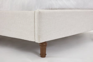 English Elm Harper Wingback King Bed Ivory Canvas Upholstery Walnut Feet Architectural Bedroom B191P450000