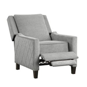 English Elm Modern Reclining Chair with Textured Upholstery, Nailhead Trim & Solid Wood Frame for Living Rooms Gray 30.75 L x 34 W x 27.25 H B011P190689