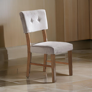 English Elm Leom Button Tufted Gray Polyester Dining Chair Set Mid Century Wood Frame B056P416904