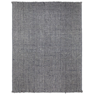 English Elm Tenney Handwoven 8x10 Wool Area Rug in Grey & Blue with Hand-Knotted Fringe, Durable, Plush B136P188399