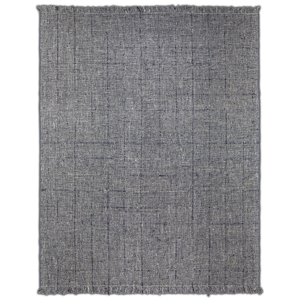 English Elm Tenney Handwoven 8x10 Wool Area Rug in Grey & Blue with Hand-Knotted Fringe, Durable, Plush B136P188399