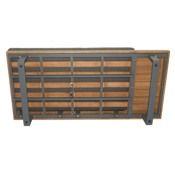 VIG Furniture Skaros Outdoor L-Shaped Grey Olefin Sectional Sofa With Eucalyptus Coffee Table, Seats 5 Durable VGEF-BOSTON-SEC