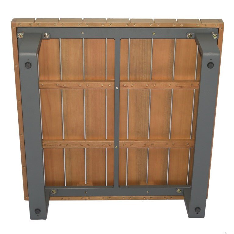 VIG Furniture Skaros Outdoor L-Shaped Grey Olefin Sectional Sofa With Eucalyptus Coffee Table, Seats 5 Durable VGEF-BOSTON-SEC