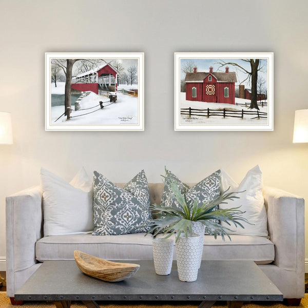 English Elm Trendy Decor 4u Folk Art Pastoral Scenes 2 Piece Framed Print Set for Farmhouse Walls B067P255228