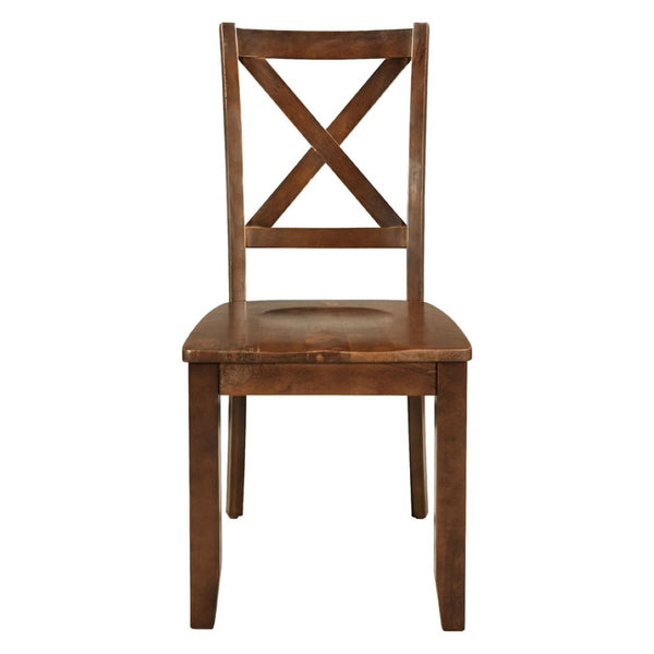 English Elm Topmax Drop Leaf Wood Breakfast Nook Table Set with X Back Chairs for Two Walnut N717S000164D