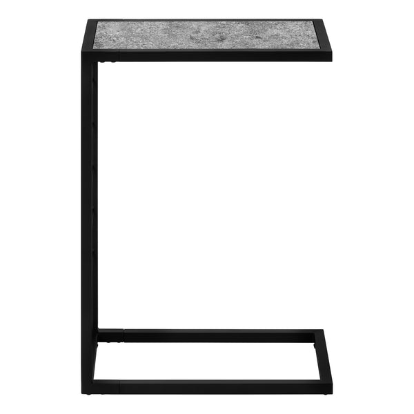 English Elm Accent Table, C-Shaped Design For Living Room And Bedroom, Grey Laminate Top With Black Metal Base B2710P219256