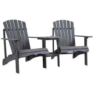 English Elm Chairs with Built-in Table Solid Fir Adirondack Outdoor Set for Deck or Patio T3971P389062