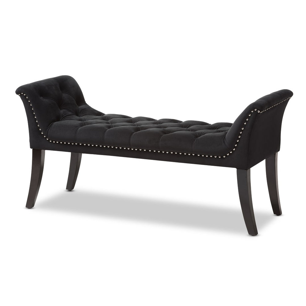 Baxton Studio Baxton Studio Chandelle Luxe Black Velvet Bench with Diamond Tufting, Elegant Design & Comfort WS-5809-Black-Bench