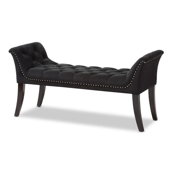 Baxton Studio Baxton Studio Chandelle Luxe Black Velvet Bench with Diamond Tufting, Elegant Design & Comfort WS-5809-Black-Bench