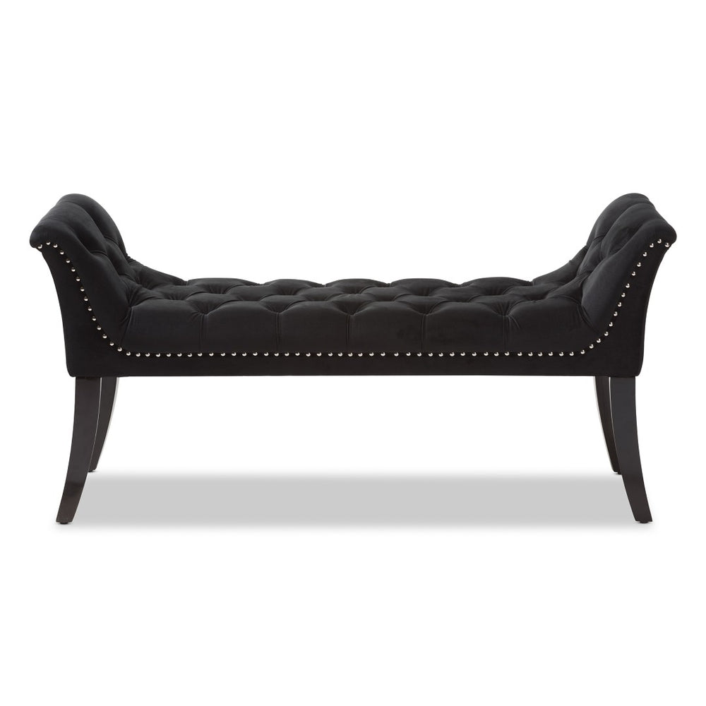 Baxton Studio Baxton Studio Chandelle Luxe Black Velvet Bench with Diamond Tufting, Elegant Design & Comfort WS-5809-Black-Bench