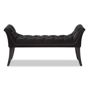 Baxton Studio Baxton Studio Chandelle Luxe Black Velvet Bench with Diamond Tufting, Elegant Design & Comfort WS-5809-Black-Bench