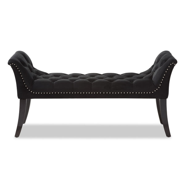 Baxton Studio Baxton Studio Chandelle Luxe Black Velvet Bench with Diamond Tufting, Elegant Design & Comfort WS-5809-Black-Bench
