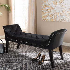 Baxton Studio Baxton Studio Chandelle Luxe Black Velvet Bench with Diamond Tufting, Elegant Design & Comfort WS-5809-Black-Bench