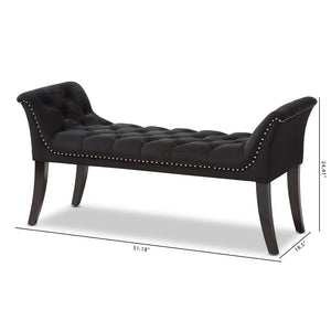 Baxton Studio Baxton Studio Chandelle Luxe Black Velvet Bench with Diamond Tufting, Elegant Design & Comfort WS-5809-Black-Bench
