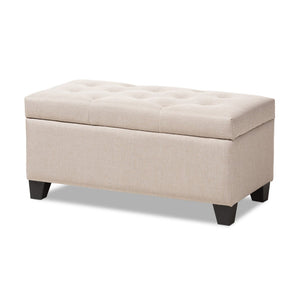 Baxton Studio Baxton Studio Modern Storage Ottoman with Button-Tufted Foam Lid for Stylish Home Organization Beige WS-20091-Beige-OTTO