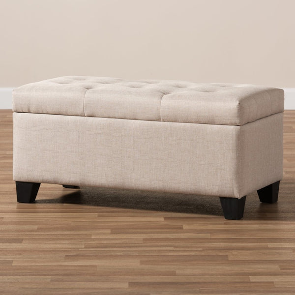 Baxton Studio Baxton Studio Modern Storage Ottoman with Button-Tufted Foam Lid for Stylish Home Organization Beige WS-20091-Beige-OTTO