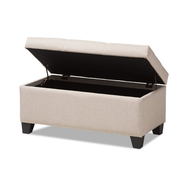 Baxton Studio Baxton Studio Modern Storage Ottoman with Button-Tufted Foam Lid for Stylish Home Organization Beige WS-20091-Beige-OTTO