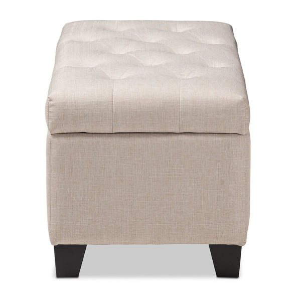 Baxton Studio Baxton Studio Modern Storage Ottoman with Button-Tufted Foam Lid for Stylish Home Organization Beige WS-20091-Beige-OTTO
