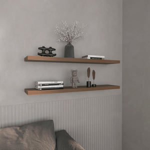 English Elm Floating Shelves 2-Tier Mahogany Finish - Stylish Wall-Mounted Storage For Home & Office Decor B097P250912