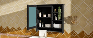 English Elm 30 Inch Wall Mount Mirror Cabinet Mdf Storage with Soft Close Hinges Bathroom Vanity Black N710P186086B