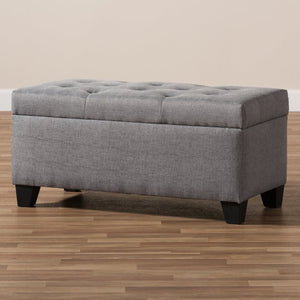 Baxton Studio Baxton Studio Modern Storage Ottoman with Button-Tufted Foam Lid for Stylish Home Organization Grey WS-20091-Grey-OTTO