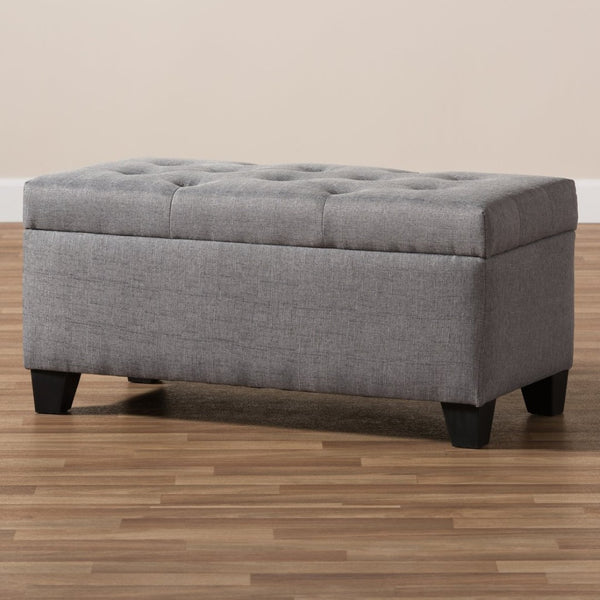 Baxton Studio Baxton Studio Modern Storage Ottoman with Button-Tufted Foam Lid for Stylish Home Organization Grey WS-20091-Grey-OTTO