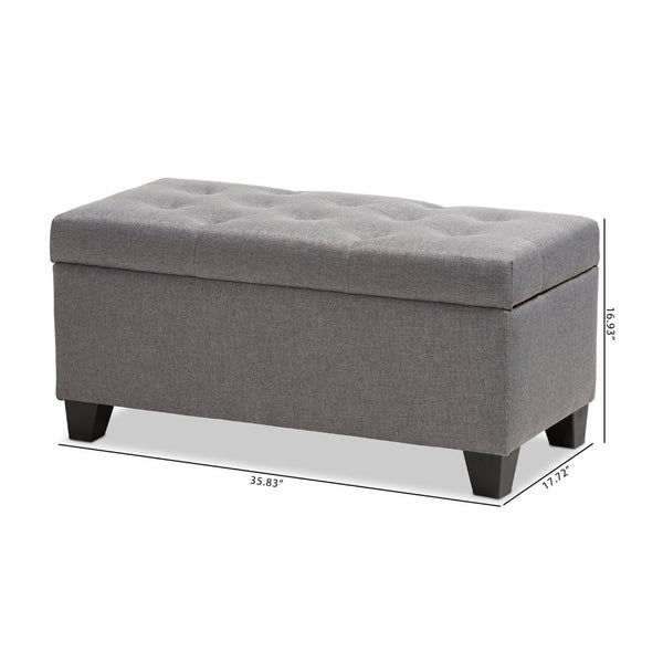 Baxton Studio Baxton Studio Modern Storage Ottoman with Button-Tufted Foam Lid for Stylish Home Organization Grey WS-20091-Grey-OTTO