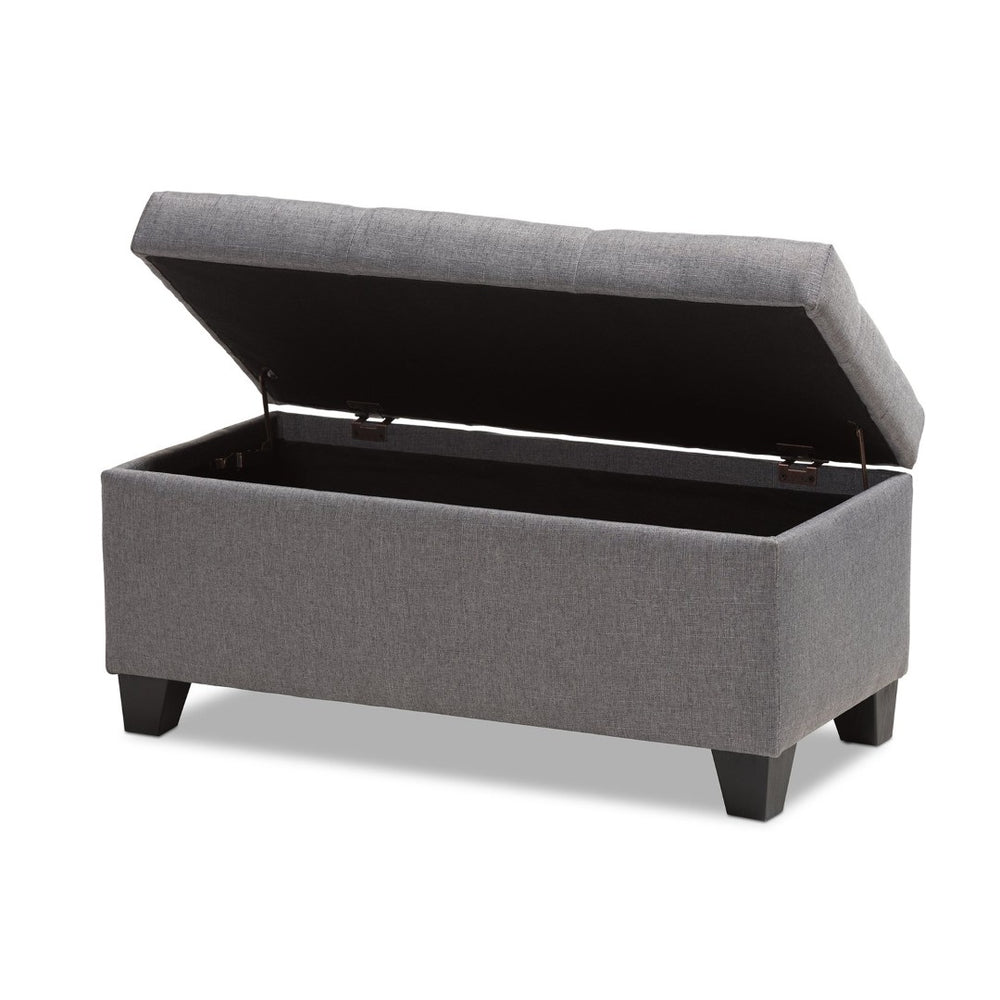 Baxton Studio Baxton Studio Modern Storage Ottoman with Button-Tufted Foam Lid for Stylish Home Organization Grey WS-20091-Grey-OTTO