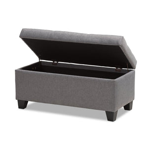 Baxton Studio Baxton Studio Modern Storage Ottoman with Button-Tufted Foam Lid for Stylish Home Organization Grey WS-20091-Grey-OTTO