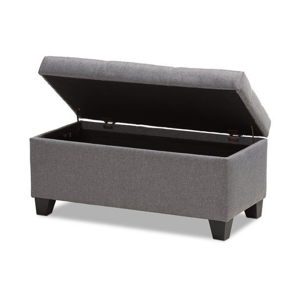 Baxton Studio Baxton Studio Modern Storage Ottoman with Button-Tufted Foam Lid for Stylish Home Organization Grey WS-20091-Grey-OTTO